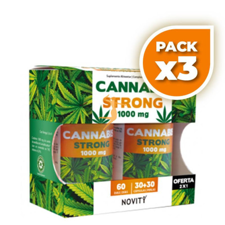Pack 3x CANNABIS STRONG 1.000Mg. 30+30 PERLAS NOVITY