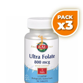 Pack 3x ULTRA FOLATE 800Mcg. 90 COMPRIMIDOS KAL