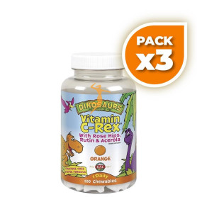 Pack 3x VITAMINA C REX 100 DINOSAURIOS MASTICABLES KAL