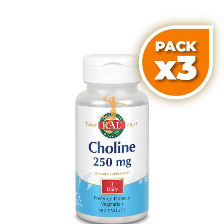 Pack 3x CHOLINE 100 COMPRIMIDOS KAL