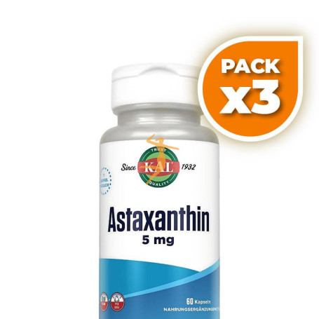 Pack 3x ASTAXANTHIN 5Mg 60 CAPSULAS KAL