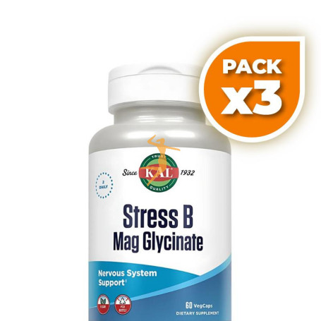 Pack 3x STRESS B MAG GLYCINATE 60 CÁPSULAS VEGETALES KAL