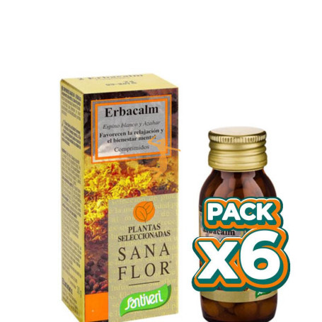Pack 6x SANAFLOR COMPRRIMIDOS ERBACALM 30Gr. SANTIVERI