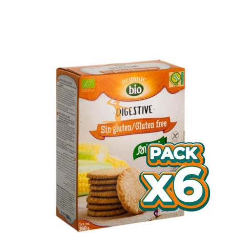 Pack 6x GALLETAS DIGESTIVE SIN GLUTEN BIO 360Gr. SANTIVERI
