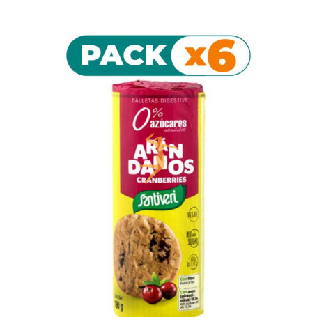 Pack 6x GALLETAS DIGESTIVE ARÁNDANOS 190Gr. SANTIVERI
