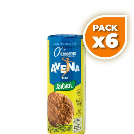 Pack 6x GALLETAS DIGESTIVE AVENA 190Gr. SANTIVERI