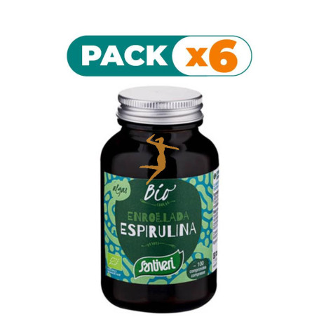 Pack 6x ALGA ESPIRULINA BIO 100 COMPRIMIDOS SANTIVERI