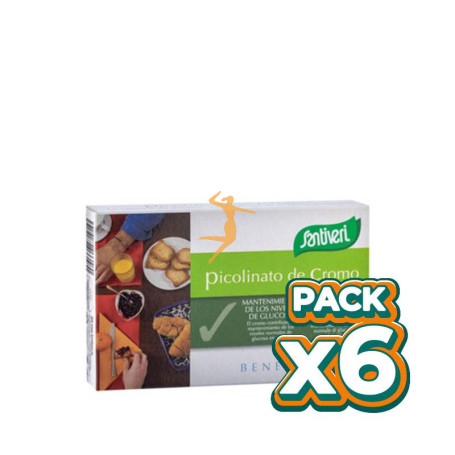 Pack 6x PICOLINATO DE CROMO CÁPSULAS 16Gr. SANTIVERI
