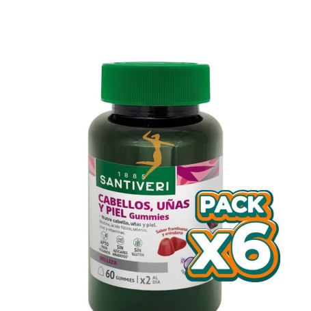 Pack 6x CABELLO, UÑAS Y PIEL GUMMIES 60 GOMINOLAS SANTIVERI