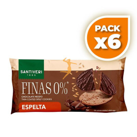 Pack 6x GALLETA FINA 0% ESPELTA CHOCOLATE NEGRO 90G SANTIVERI