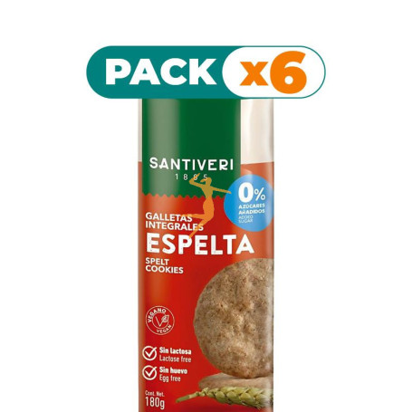 Pack 6x GALLETAS INTEGRALES ESPELTA 0% 180G SANTIVERI