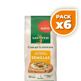 Pack 6x PAN TOSTADO 100% INTEGRAL SEMILLAS 200G SANTIVERI