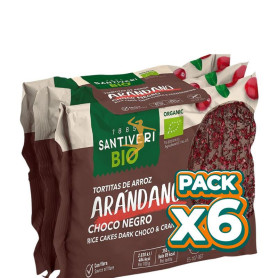 Pack 6x TORTITAS DE ARROZ CON ARÁNDANOS Y CHOCO NEGRO BIO 35G SANTIVERI