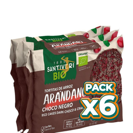 Pack 6x TORTITAS DE ARROZ CON ARÁNDANOS Y CHOCO NEGRO BIO 35G SANTIVERI