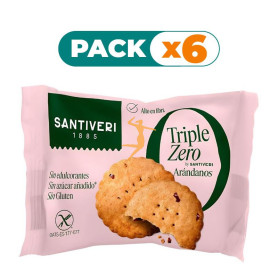 Pack 6x GALLETAS DE ARÁNDANOS TRIPLE ZERO 3 UNIDADES SANTIVERI