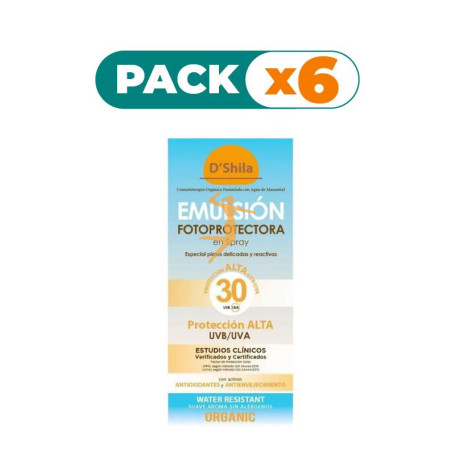 Pack 6x EMULSION FOTOPROTECTORA SPRAY SPF30 200Ml SHILA