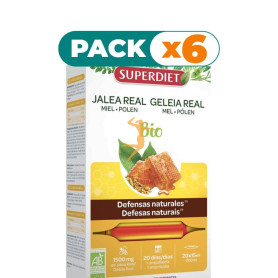 Pack 6x JALEA REAL MIEL + POLEN BIO 1500MG 20 AMPOLLAS SUPERDIET