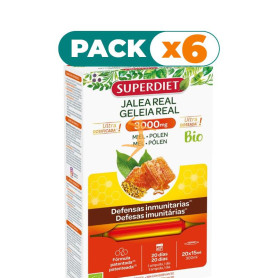 Pack 6x JALEA REAL MIEL + POLEN BIO 3000MG 20 AMPOLLAS SUPERDIET