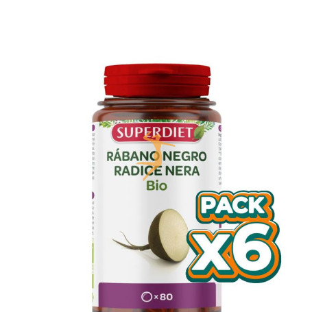 Pack 6x RÁBANO NEGRO BIO 80 COMPRIMIDOS SUPERDIET