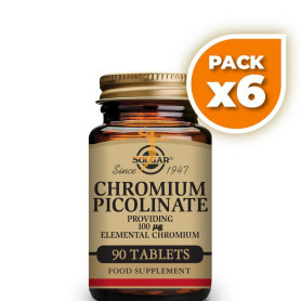 Pack 6x CROMO PICOLINATO 100Mcg. 90 TABLETAS SOLGAR