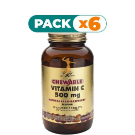 Pack 6x VITAMINA C 500Mg. SABOR FRAMBUESA 90 CÁPSULAS MASTICABLES SOLGAR