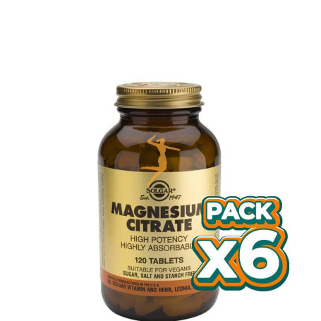 Pack 6x CITRATO DE MAGNESIO 120 CÁPSULAS SOLGAR