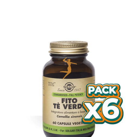 Pack 6x TÉ VERDE EXTRACTO DE HOJA 60 CÁPSULAS VEGETALES SOLGAR