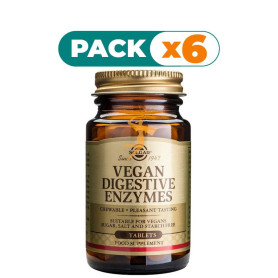Pack 6x VEGAN ENZIMAS DIGESTIVAS 50 CÁPSULAS MASTICABLES SOLGAR