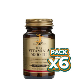 Pack 6x VITAMINA A SECA 100 CÁPSULAS SOLGAR