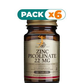 Pack 6x ZINC PICOLINATO 100 CÁPSULAS SOLGAR