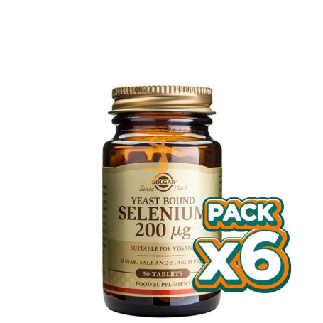 Pack 6x SELENIO EN LEVADURA 200Mcg. 50 CÁPSULAS SOLGAR