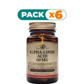 Pack 6x ACIDO ALFA LIPOICO 60Mg. 30 CAPSULAS SOLGAR