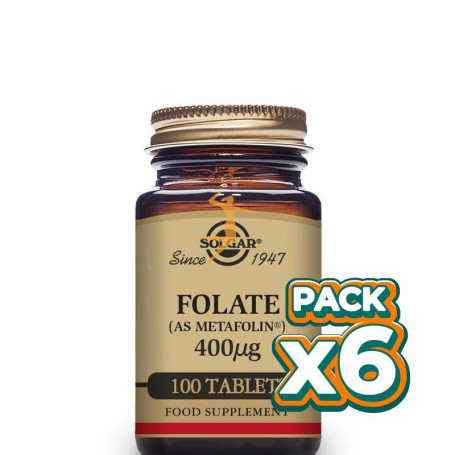 Pack 6x FOLATO (METAFOLÍN) 100 CÁPSULAS SOLGAR