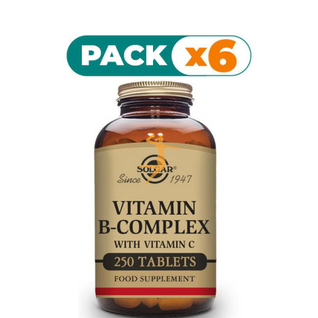 Pack 6x B-COMPLEX CON VITAMINA C 250 COMPRIMIDOS SOLGAR