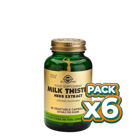 Pack 6x CARDO MARÍA EXTRACTO DE HIERBA 60 CÁPSULAS VEGETALES SOLGAR