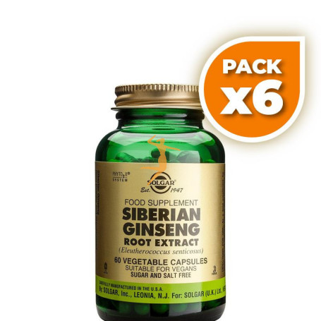Pack 6x GINSENG SIBERIANO RAÍZ 60 CÁPSULAS SOLGAR