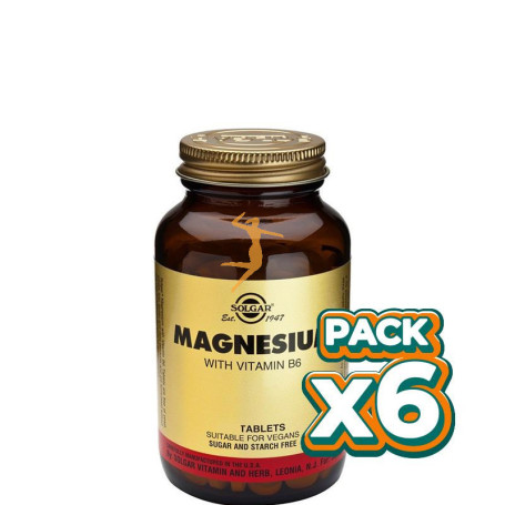Pack 6x MAGNESIO+VITAMINA B6 250 CAPSULAS SOLGAR