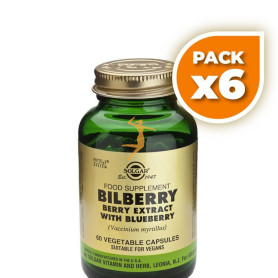 Pack 6x MIRTILO EXTRACTO DE BAYA 60 CAPSULAS VEGETALES SOLGAR