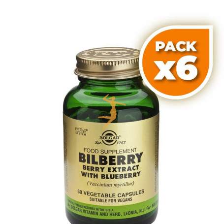 Pack 6x MIRTILO EXTRACTO DE BAYA 60 CAPSULAS VEGETALES SOLGAR