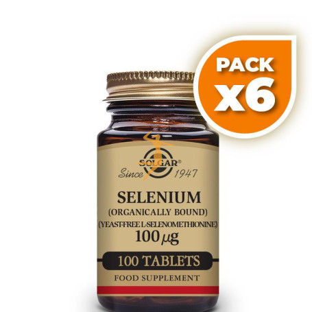 Pack 6x SELENIO 100Mcg. 100 COMPRIMIDOS SOLGAR