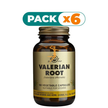 Pack 6x VALERIANA RAÍZ 100 CÁPSULAS VEGETALES SOLGAR