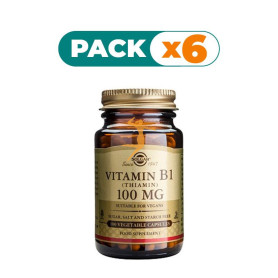 Pack 6x VITAMINA B1 100Mg. (TIAMINA) 100 CÁPSULAS VEGETALES SOLGAR
