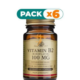 Pack 6x VITAMINA B2 100 CÁPSULAS VEGETALES SOLGAR