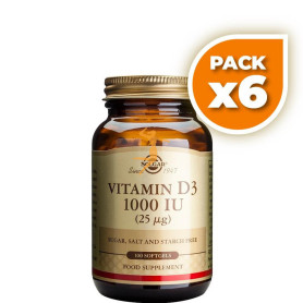 Pack 6x VITAMINA D3 1000UI 100 CÁPSULAS MASTICABLES SOLGAR