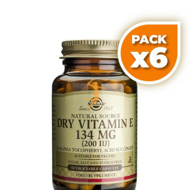 Pack 6x VITAMINA E SECA 200UI 50 CÁPSULAS VEGETALES SOLGAR
