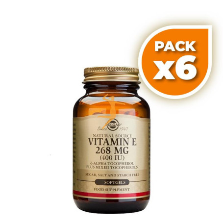 Pack 6x VITAMINA E 400 UI (268 MG) 250 CÁPSULAS SOLGAR