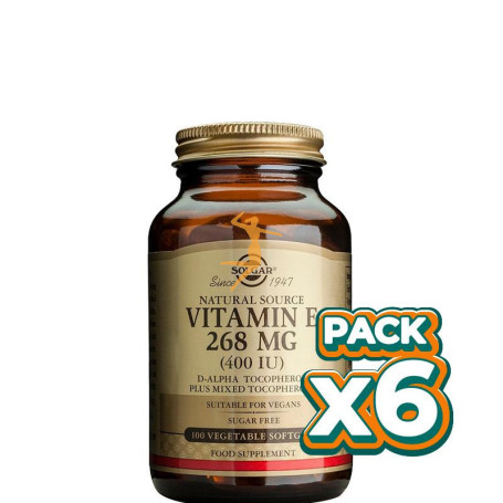 Pack 6x VITAMINA E 400UI 50 CÁPSULAS BLANDAS VEGETALES SOLGAR