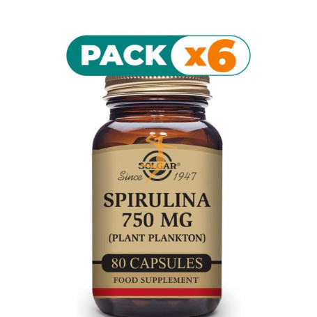 Pack 6x SPIRULINA VEGETARIAN 80 CAPSULAS SOLGAR