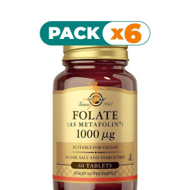 Pack 6x FOLATO 1000MCG 60 COMPRIMIDOS SOLGAR