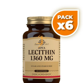 Pack 6x LECITINA DE SOJA 1360MG 180 CÁPSULAS SOLGAR